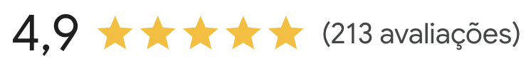 Nota de avaliação 4,9 estrelas Lojas Veneza com 213 avaliações no google